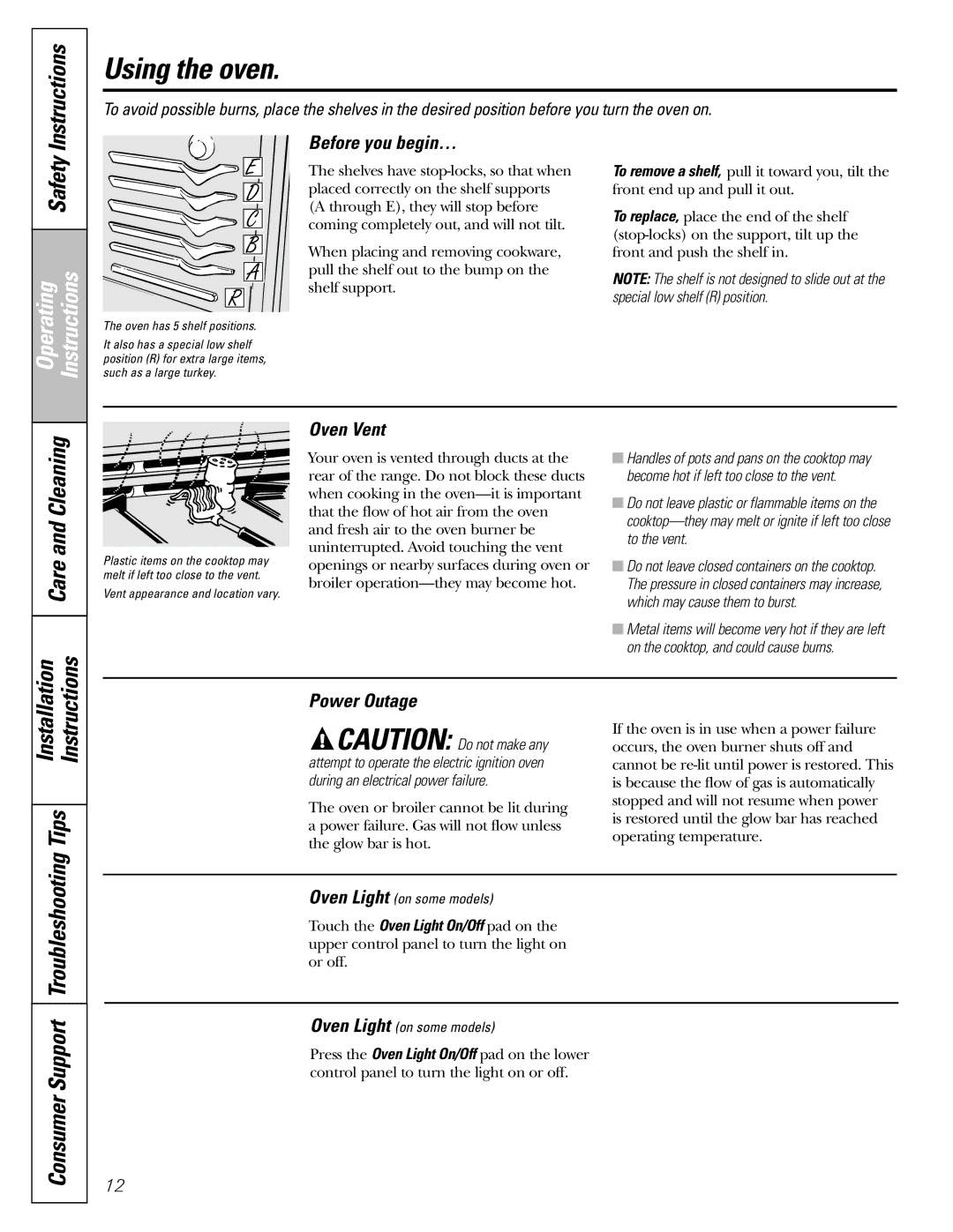 GE JGBP31 installation instructions Tips, Before you begin…, Oven Vent 