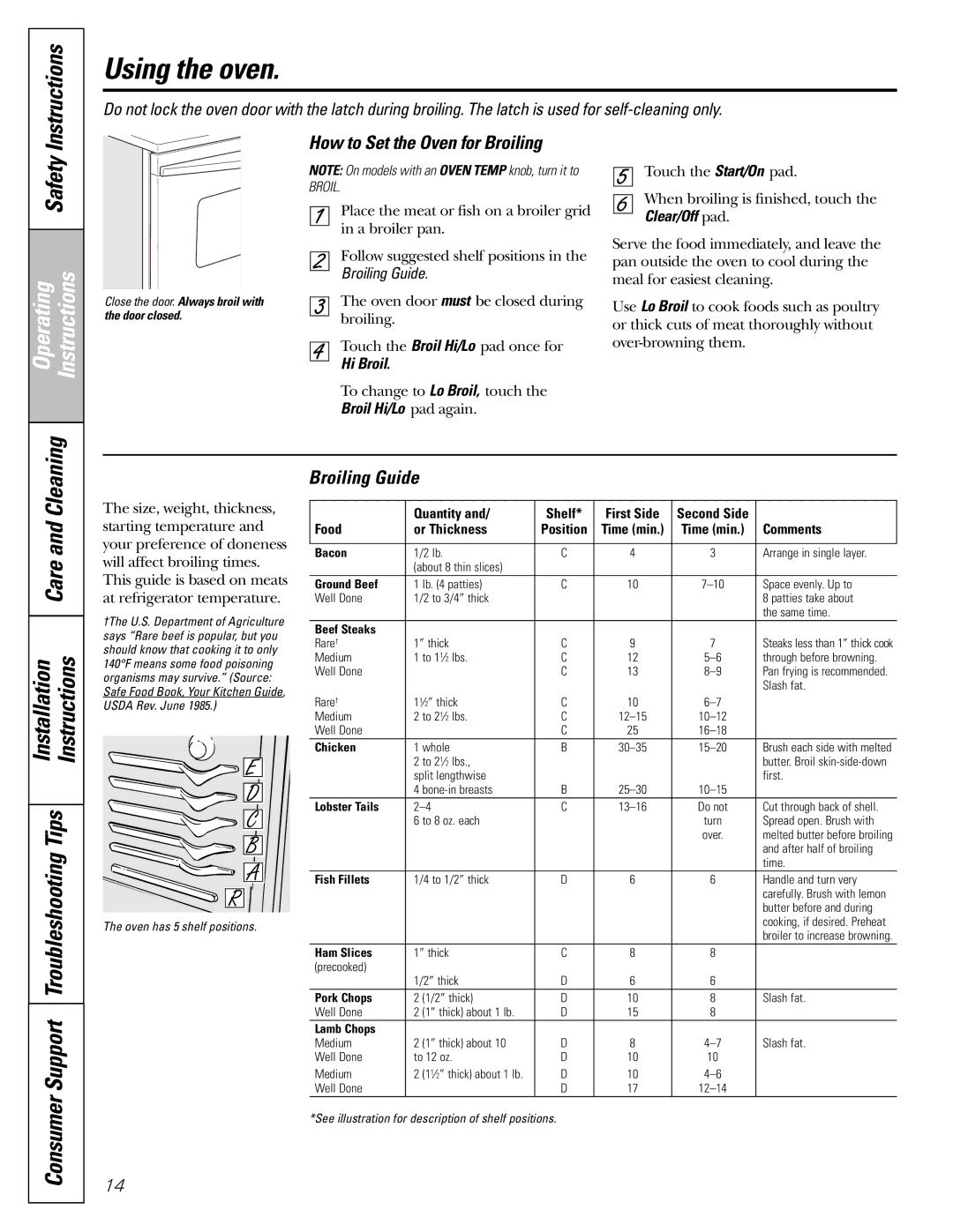 GE JGBP31 installation instructions How to Set the Oven for Broiling, Hi Broil, Broil Hi/Lo pad again 