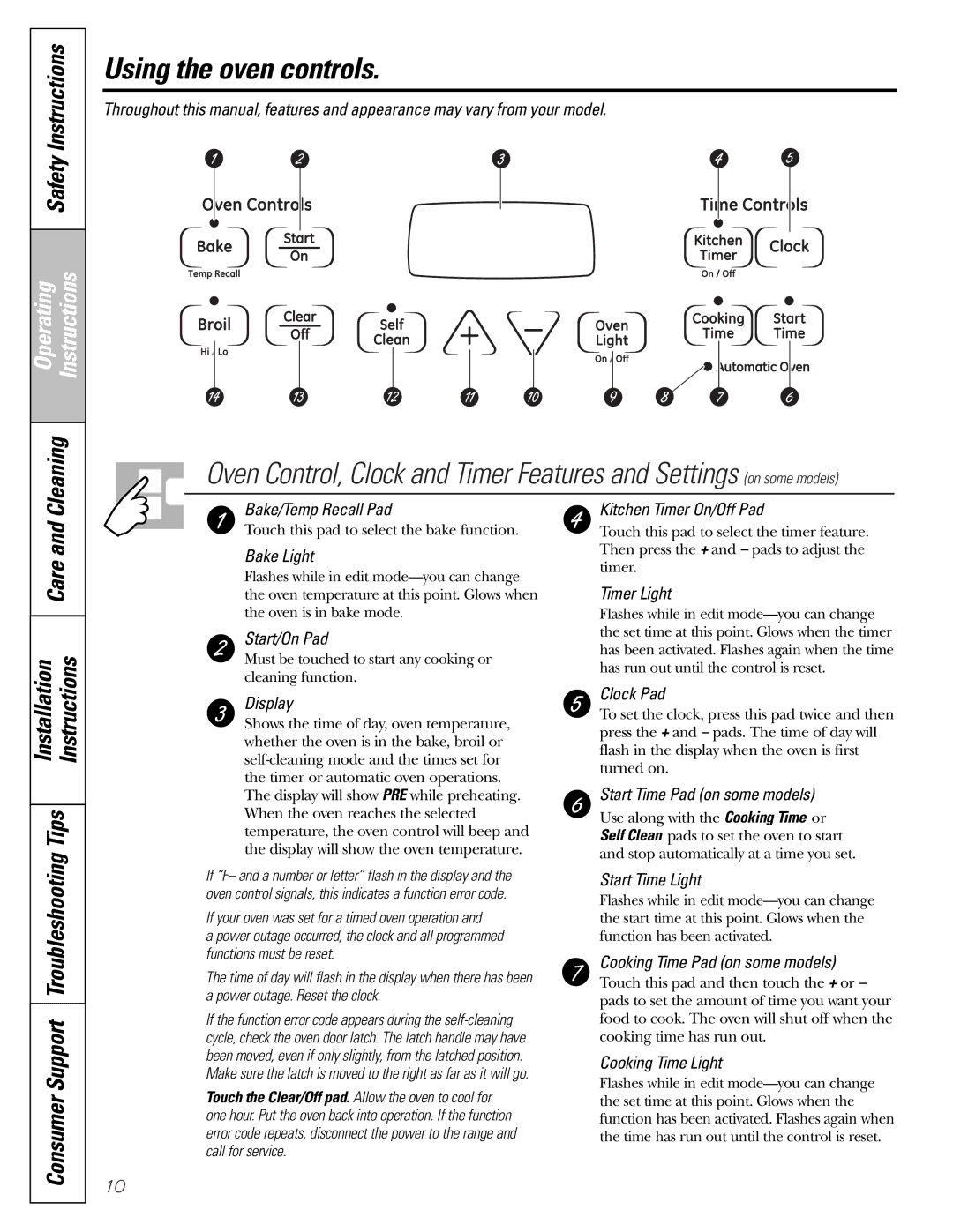 GE JGBP33SEMSS installation instructions Using the oven controls, Care 