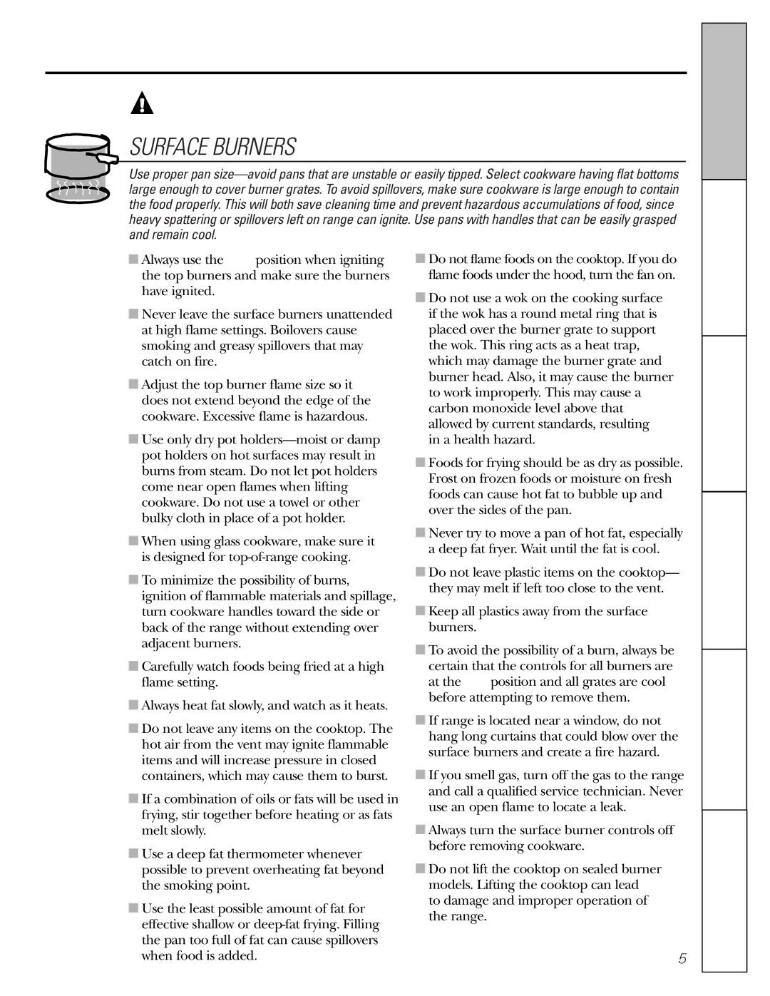 GE JGBP33SEMSS installation instructions Surface Burners, Instructions 