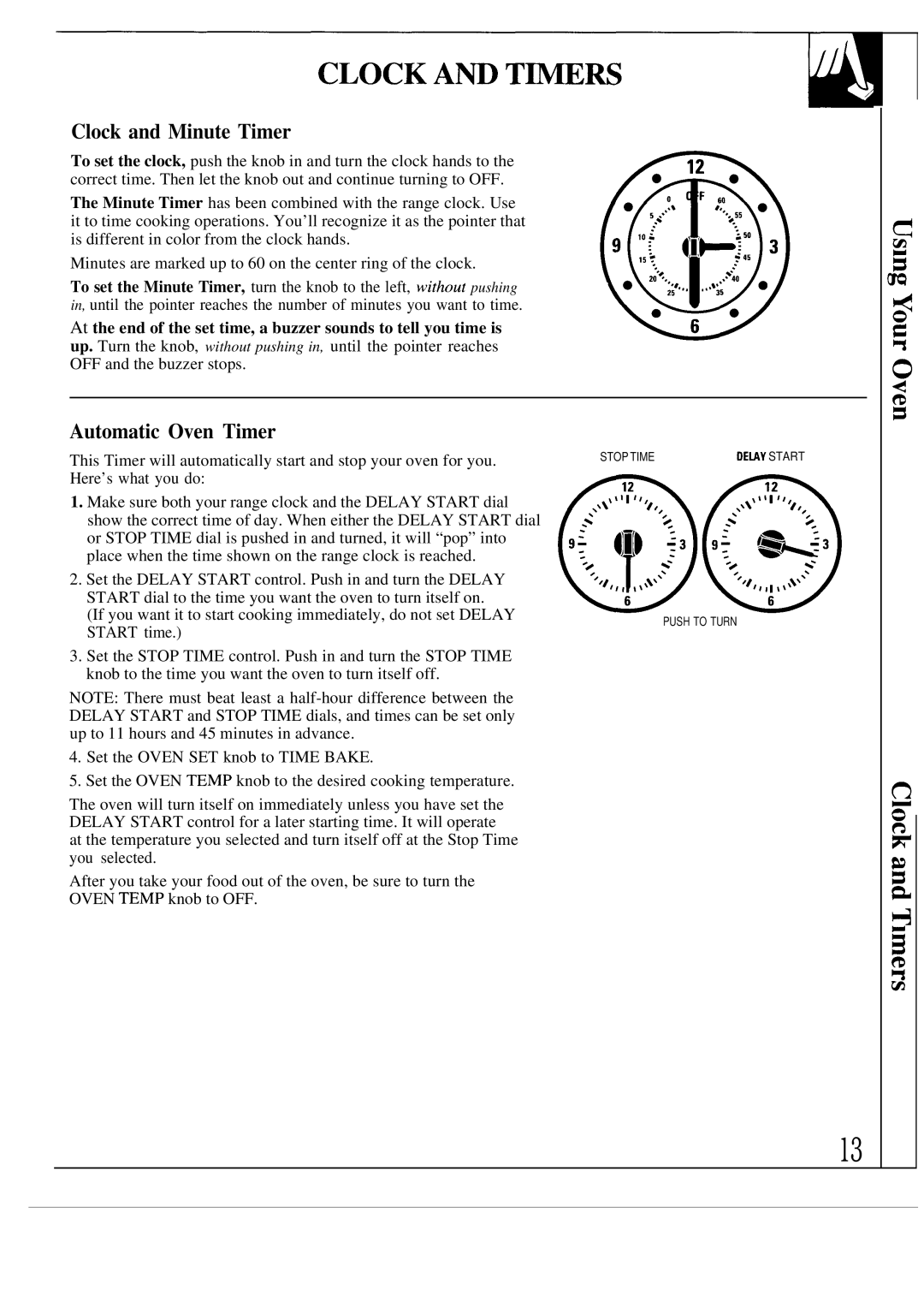 GE JGBP32AES, JGBP33WES, JGBP29GES, JGBP25GEN, JGBP33GES, JGBP29GEN, JGBP30GEP Clock and Minute Timer, Automatic Oven Timer 