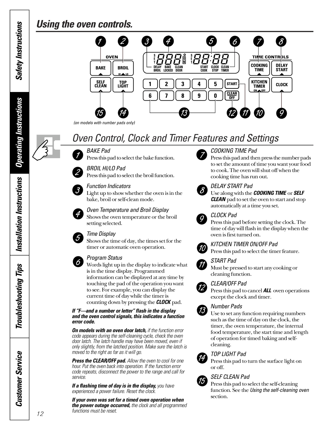 GE JGBP85, JGBP79, JGBP90, JGBP35 manual Instructions Safety Instructions, Functions must be reset 