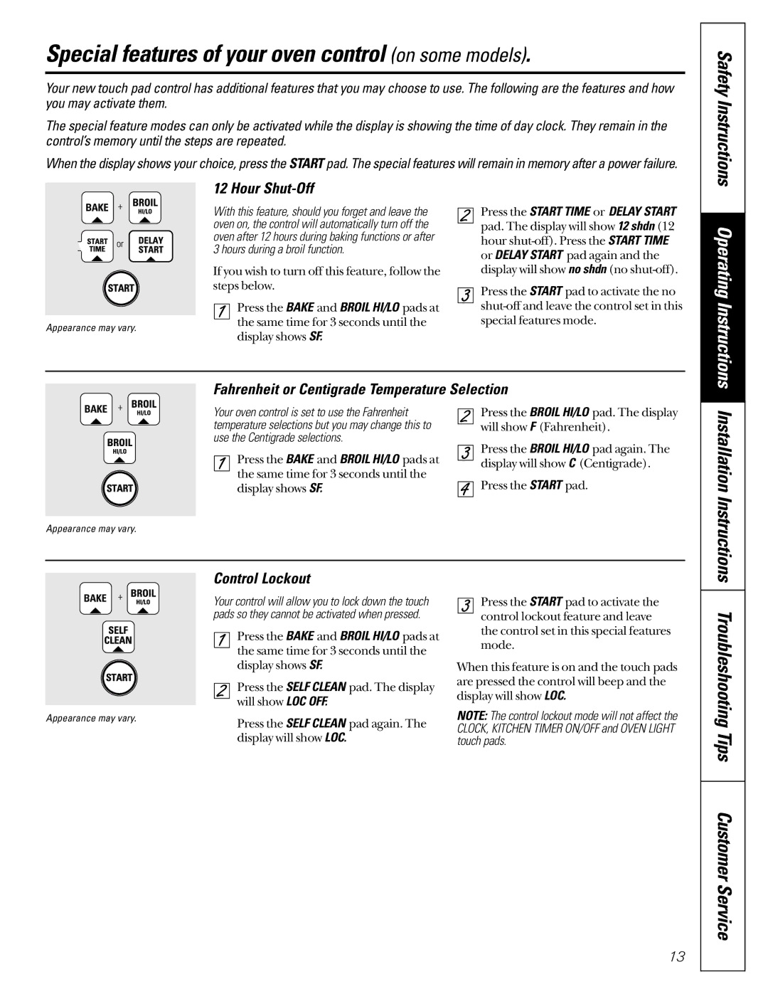 GE JGBP35, JGBP79, JGBP90, JGBP85 manual Special features of your oven control on some models, Hour Shut-Off, Control Lockout 