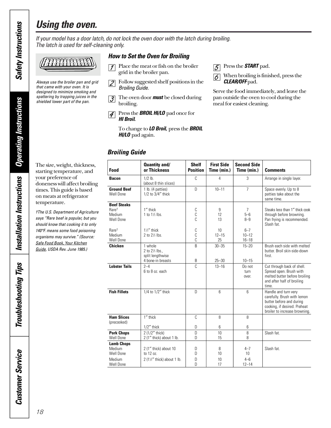 GE JGBP35, JGBP79, JGBP90, JGBP85 manual How to Set the Oven for Broiling, Broiling Guide, HI Broil 