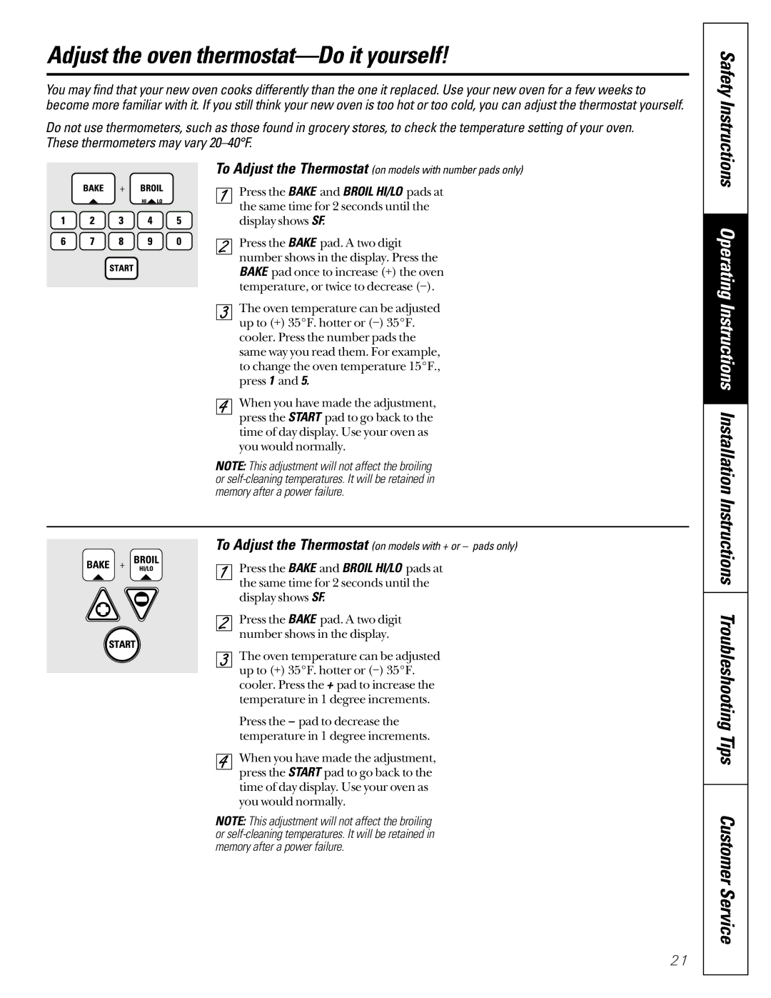 GE JGBP35, JGBP79, JGBP85, JGBP86, JGBP90 manual Adjust the oven thermostat-Do it yourself 