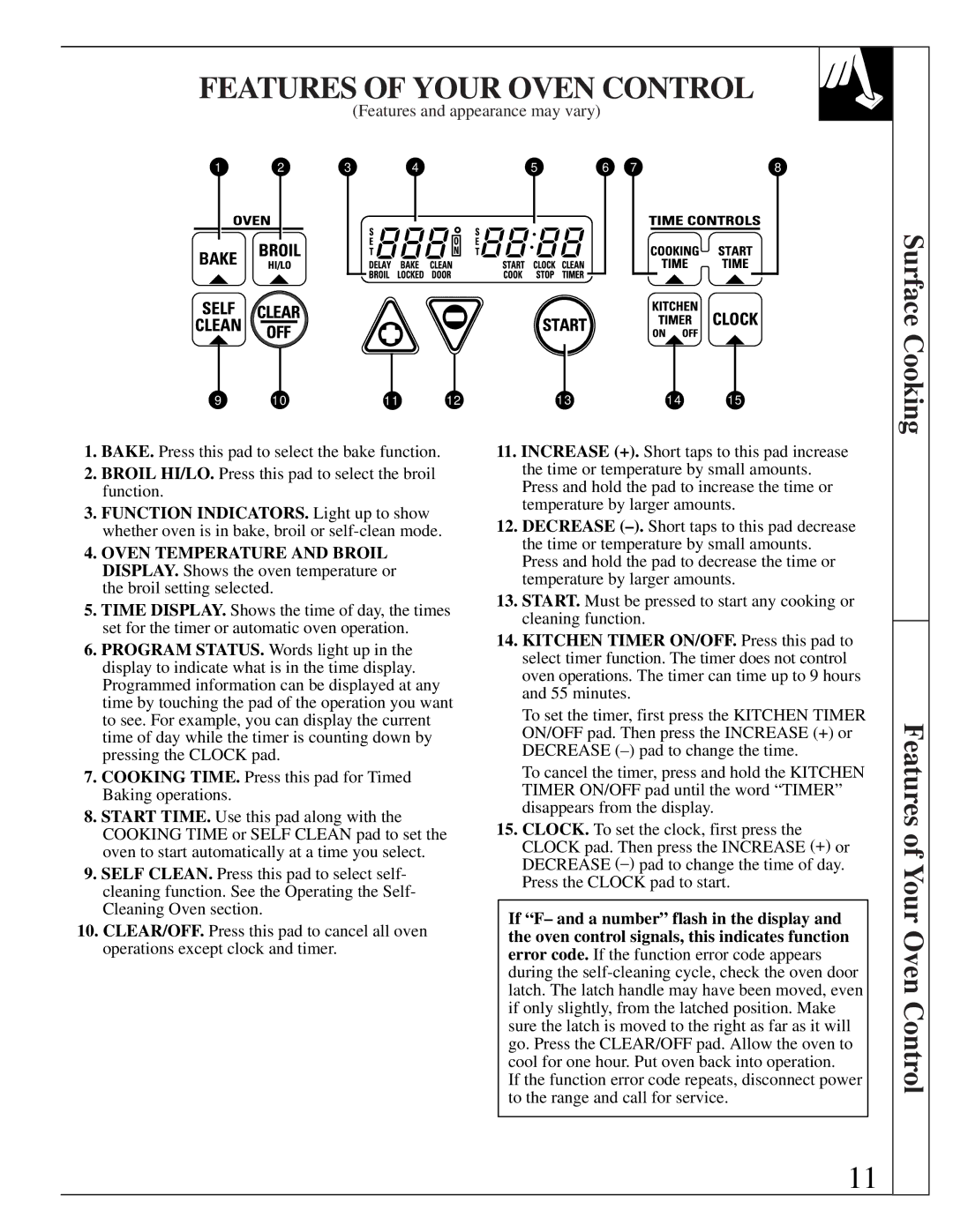 GE JGBP35GXA, JGBP35GZA installation instructions Features of Your Oven Control 