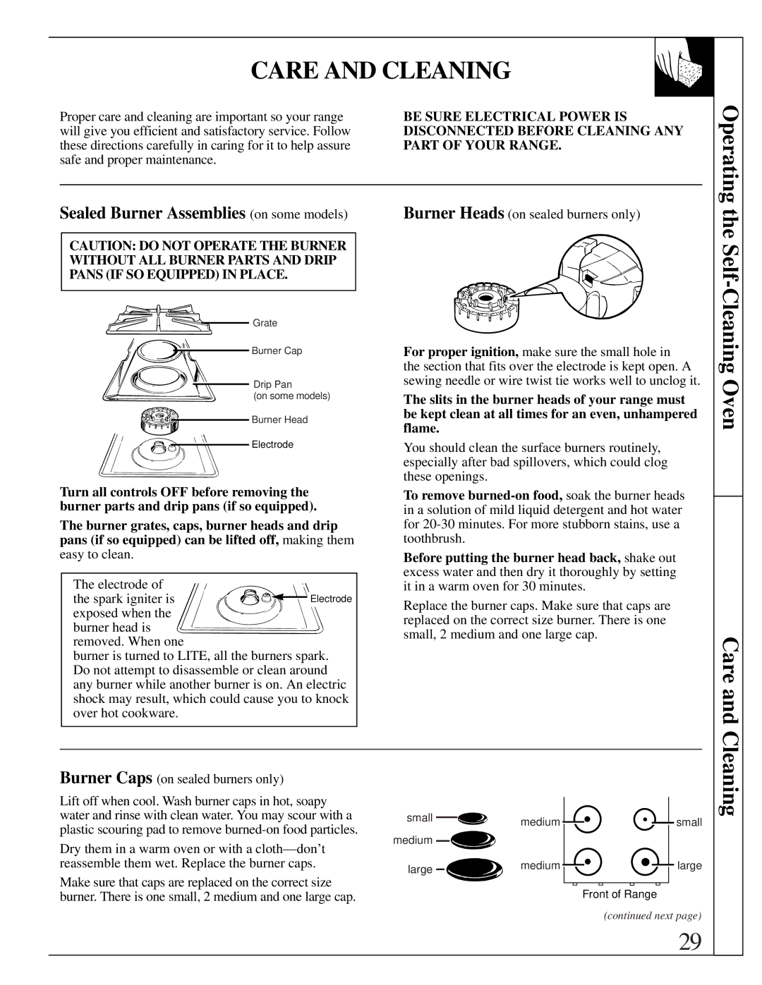 GE JGBP35GXA, JGBP35GZA installation instructions Care and Cleaning, Operating, Self-Cleaning Oven 