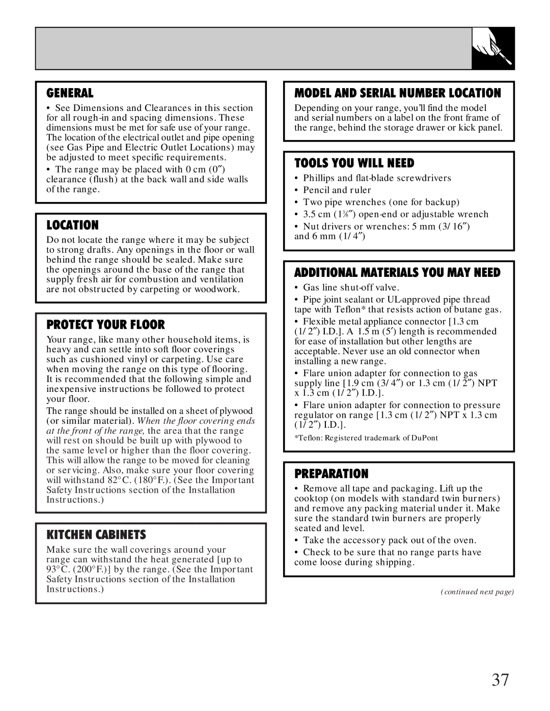 GE JGBP35GXA, JGBP35GZA installation instructions General 