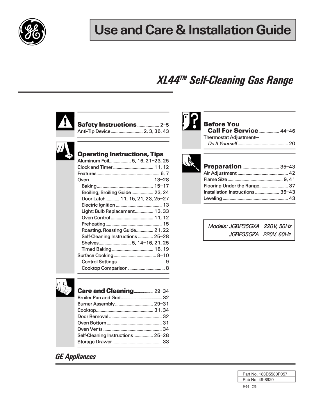 GE JGBP35GXA installation instructions Safety Instructions, Operating Instructions, Tips, Before You, GE Appliances 