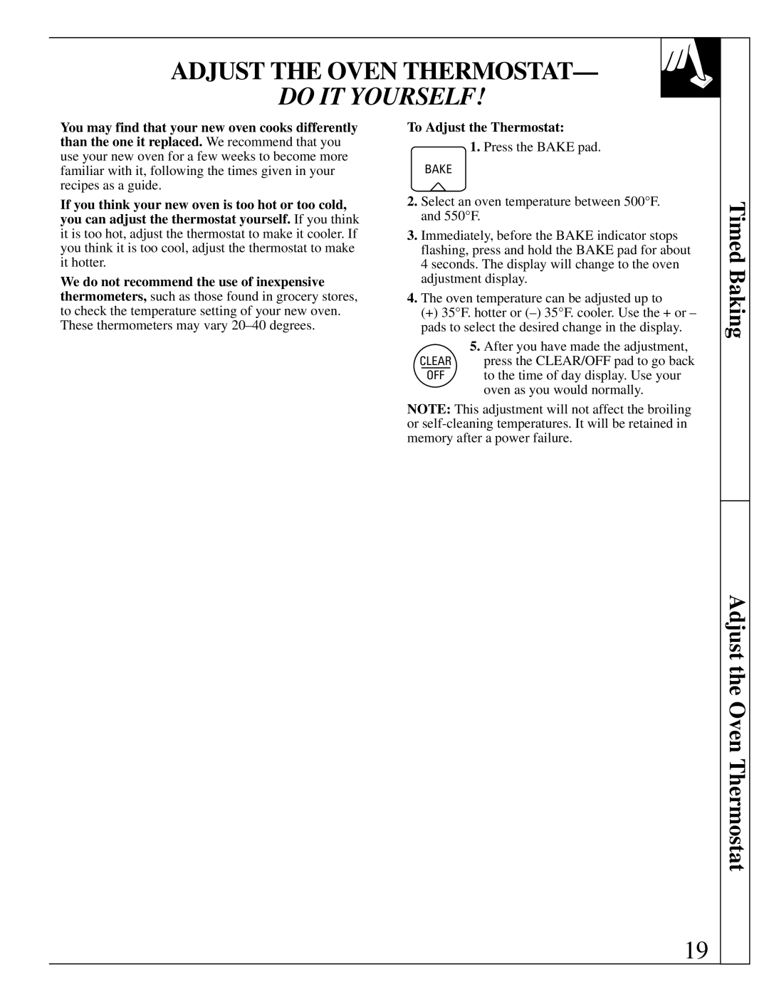 GE JGBP38 installation instructions Adjust the Oven Thermostat, Do IT Yourself 