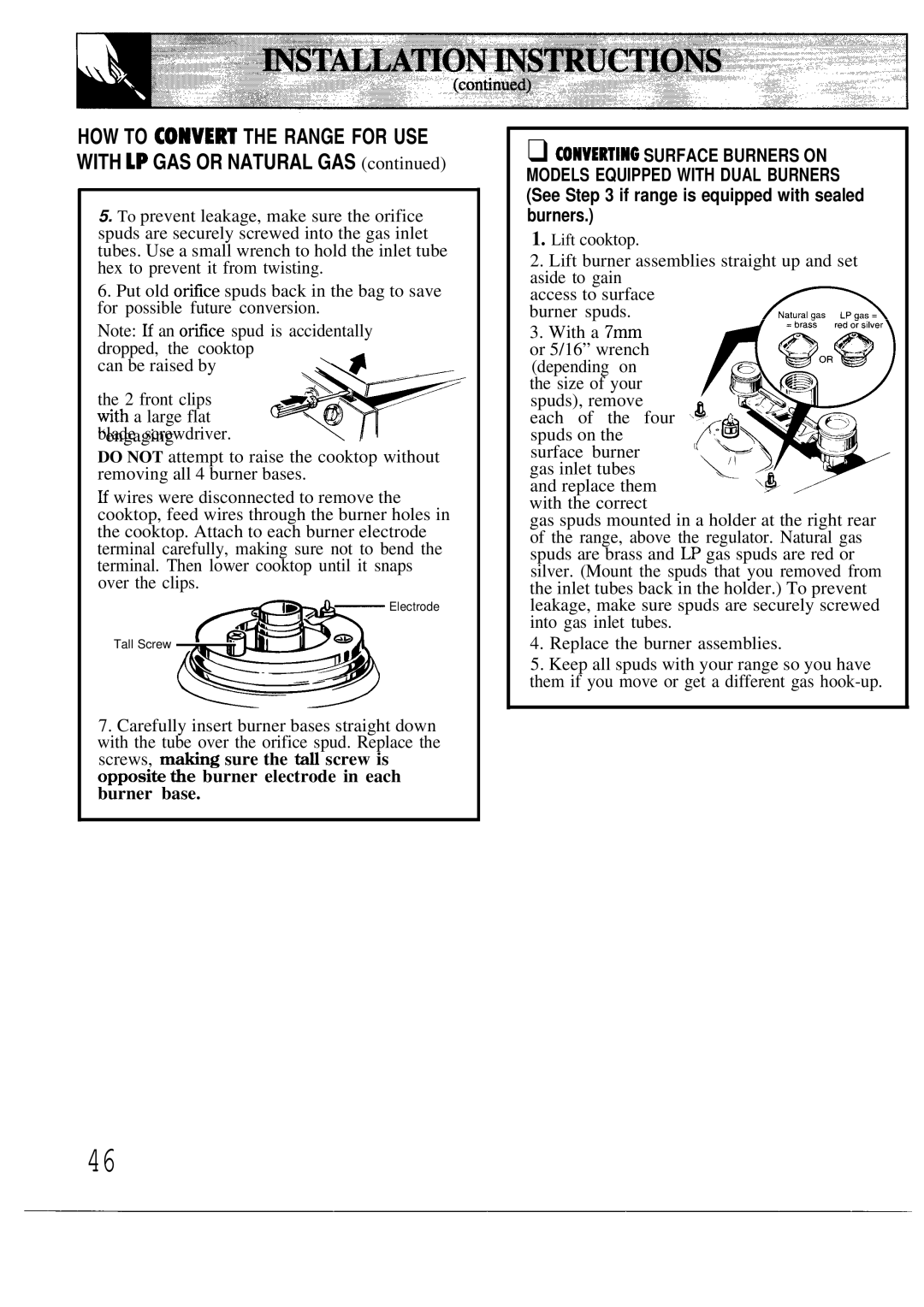 GE JGBP34GEP, JGBP38GES, JGBP35GEP, JGBP31GEP manual HOW to CONVE~ the Range for USE 