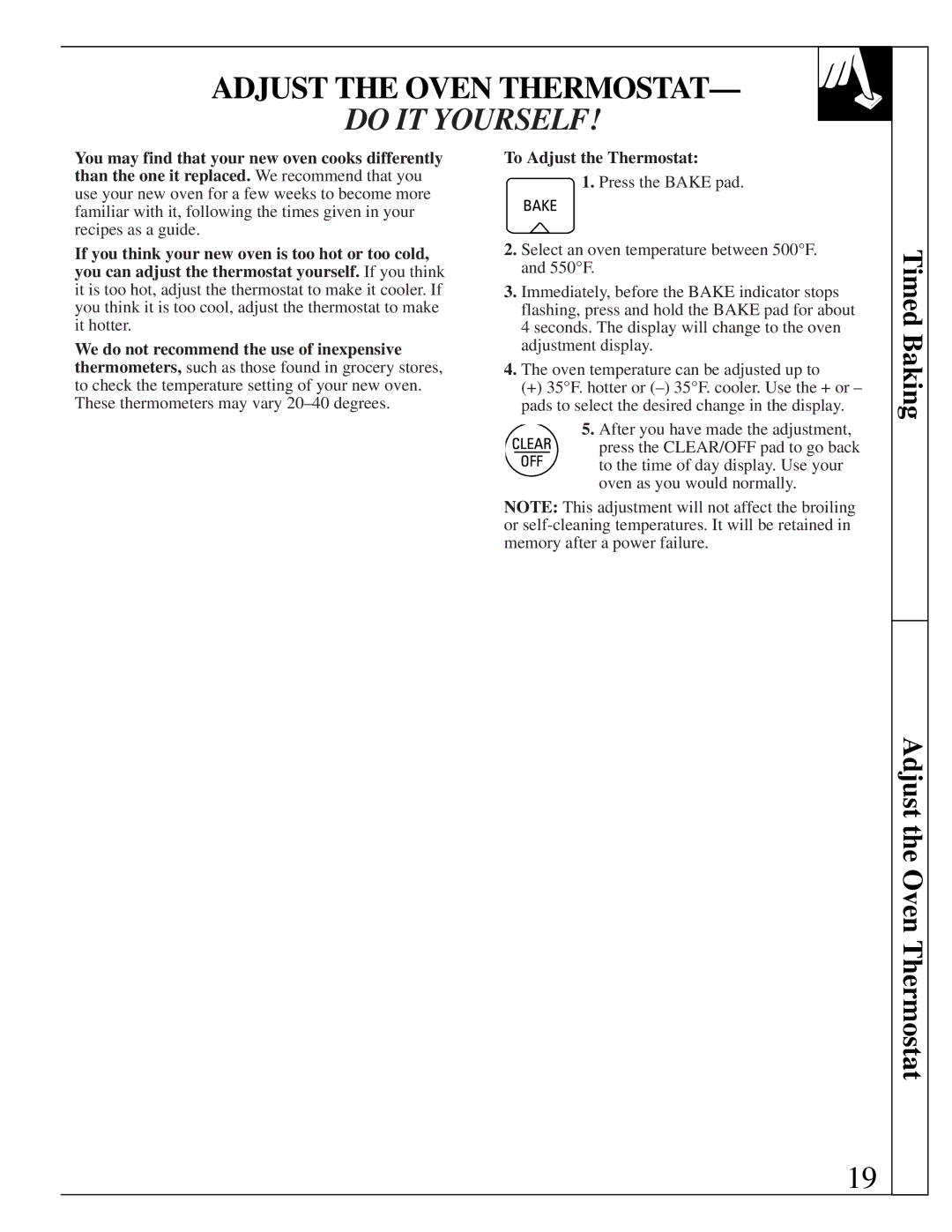 GE JGBP75 manual Adjust the Oven Thermostat, Do IT Yourself 