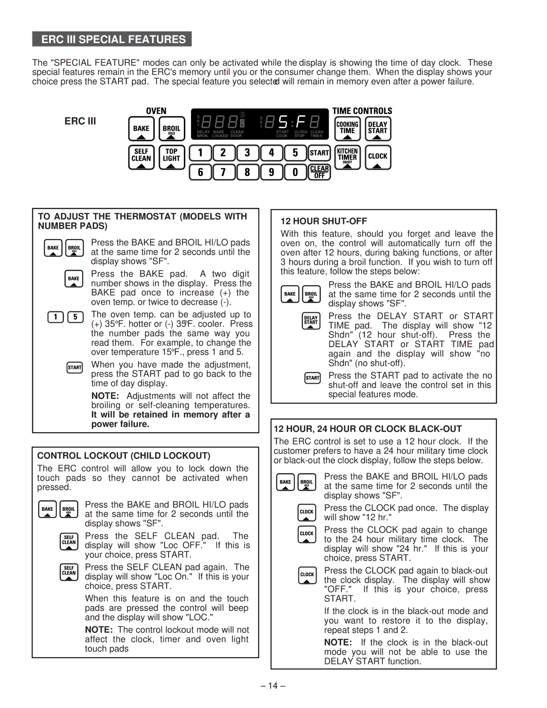 GE JGBP90 A, JGBP85 A, JGBP79 A, JGBP86 A, JGBP35 A, JGBP26 A, JGBP30 A manual ERC III Special Features, Erc 