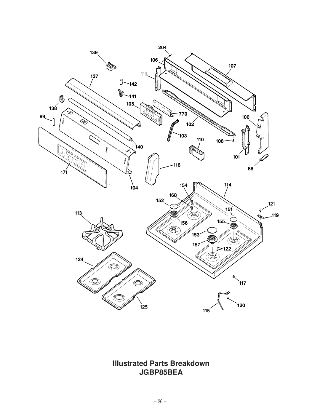 GE JGBP85 A, JGBP79 A, JGBP90 A, JGBP86 A, JGBP35 A, JGBP26 A, JGBP30 A manual JGBP85BEA 