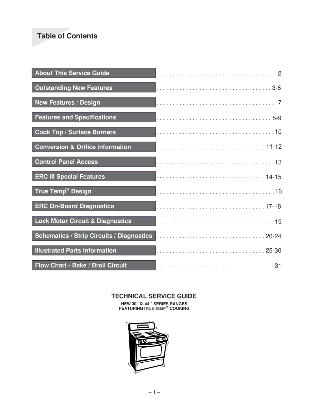 GE JGBP86 A, JGBP85 A, JGBP79 A, JGBP90 A, JGBP35 A, JGBP26 A, JGBP30 A manual Table of Contents 