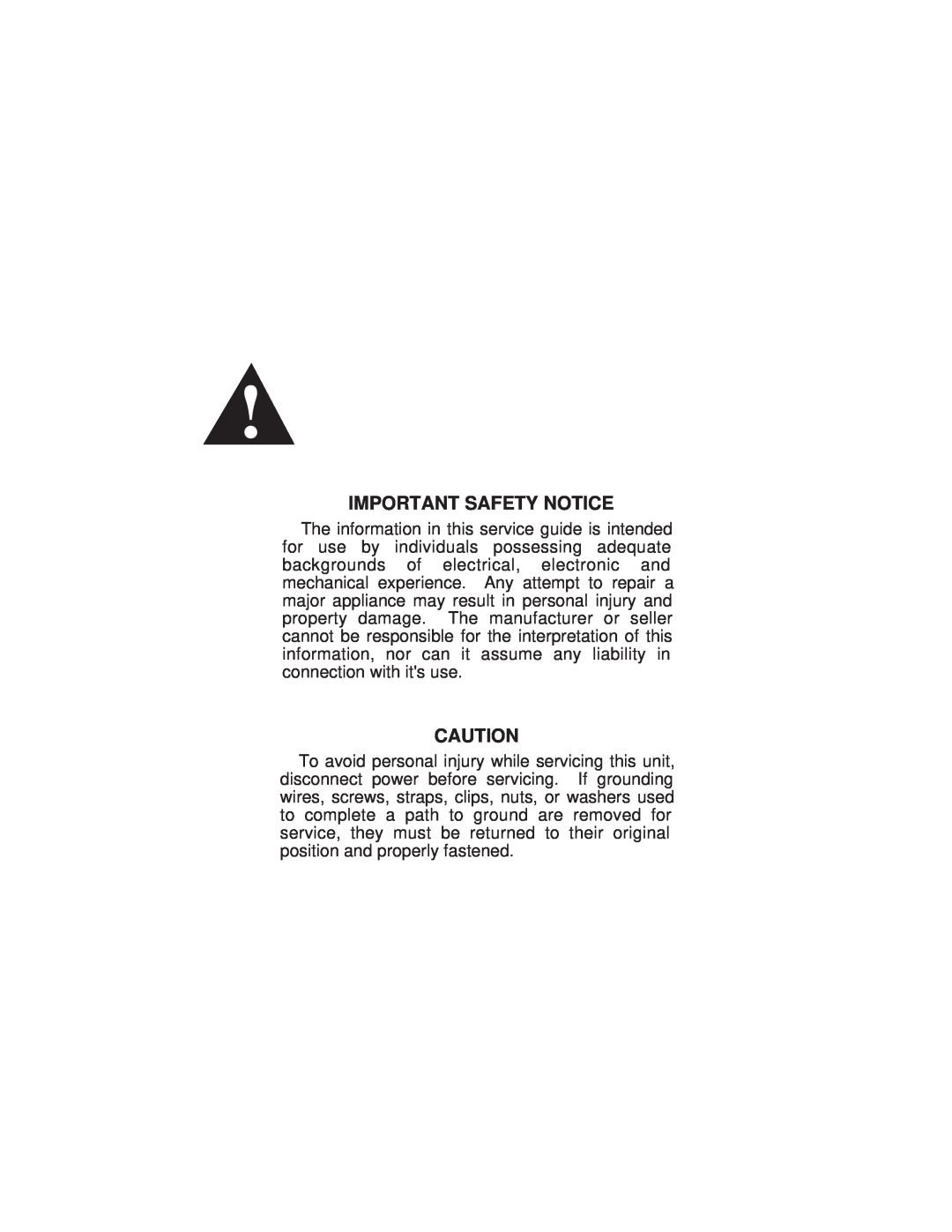 GE JGBP90 A, JGBP85 A, JGBP79 A, JGBP86 A, JGBP35 A, JGBP26 A, JGBP30 A manual Important Safety Notice 
