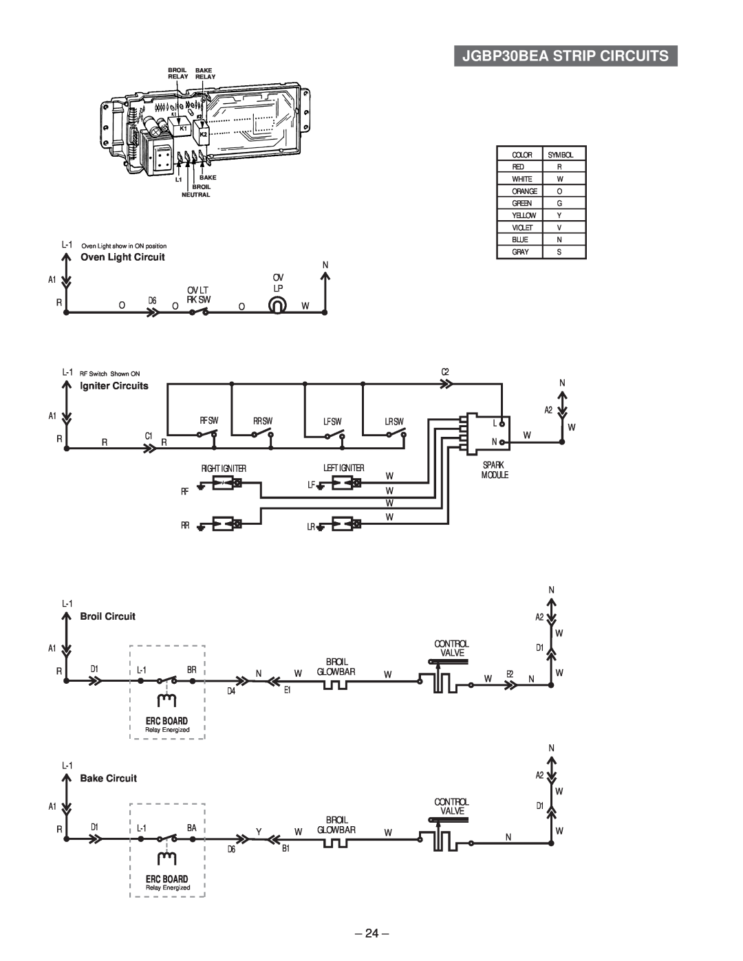 GE JGBP26 A, JGBP85 A, JGBP79 A, JGBP90 A, JGBP86 A, JGBP35 A Oven Light Circuit, Igniter Circuits, Broil Circuit, Erc Board 