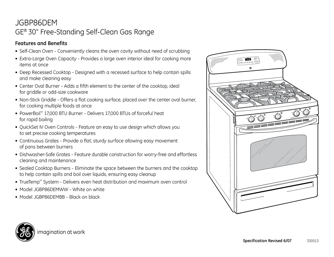 GE JGBP86DEM installation instructions Features and Benefits 