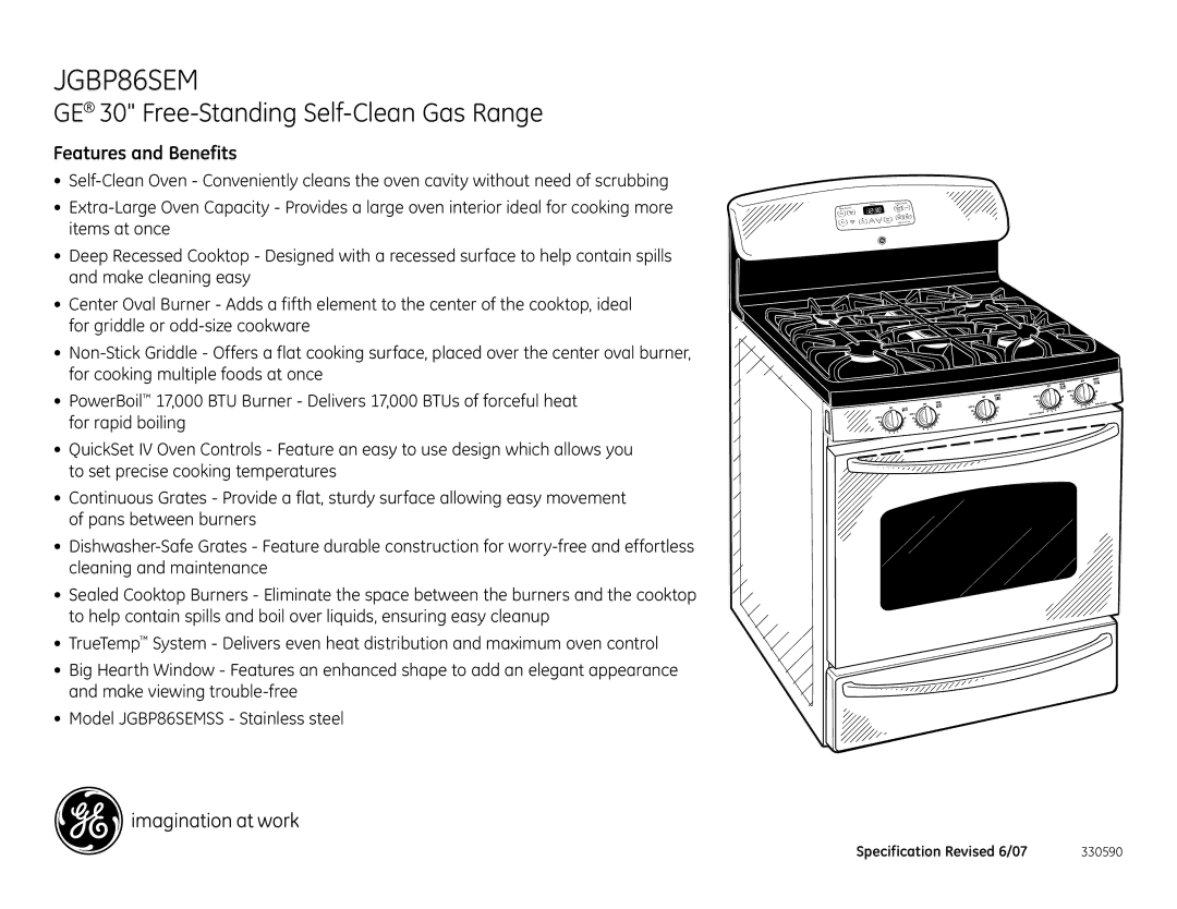 GE JGBP86SEM dimensions Features and Benefits 