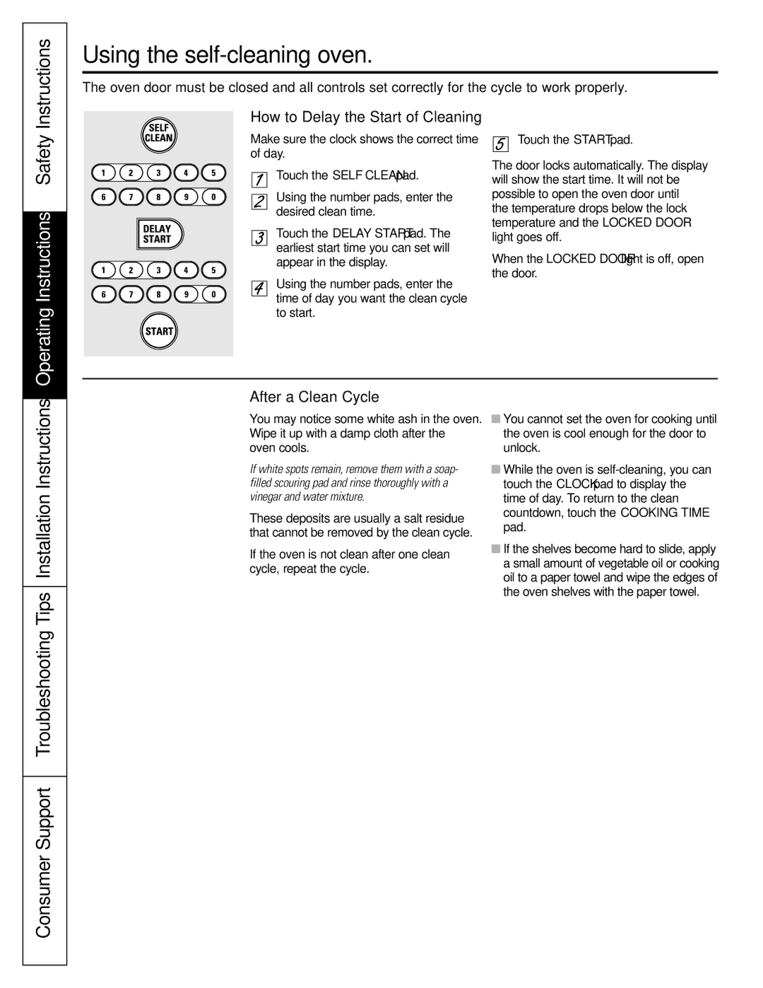 GE JGBP88, JGB918 manual Using the self-cleaning oven, After a Clean Cycle, How to Delay the Start of Cleaning 