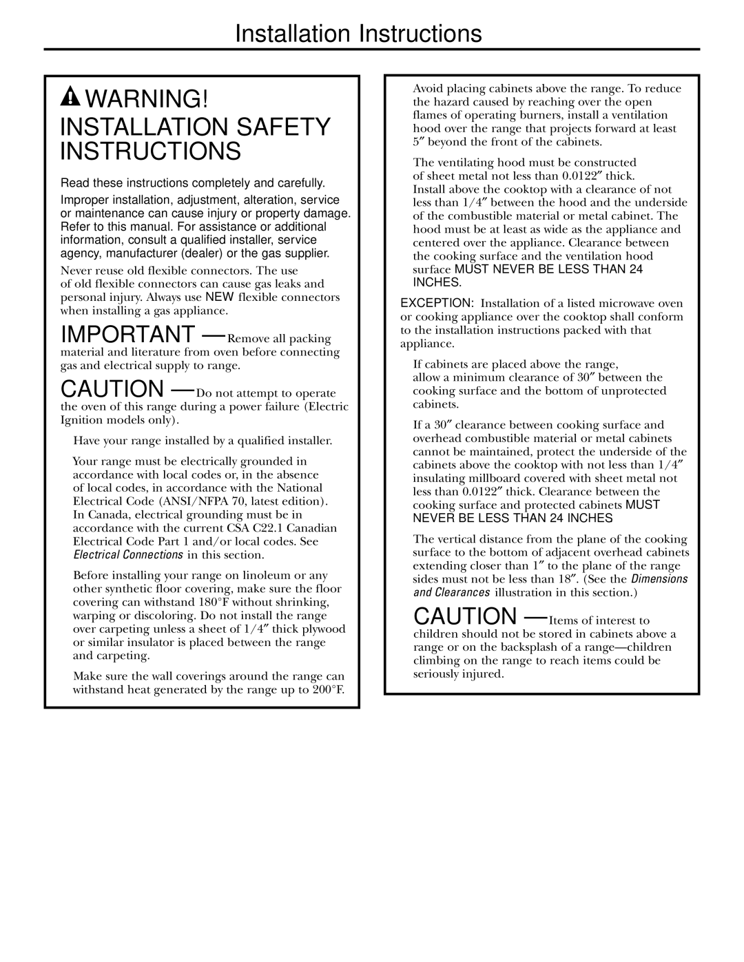 GE JGB918, JGBP88 manual Installation Instructions, Electrical Connections in this section 