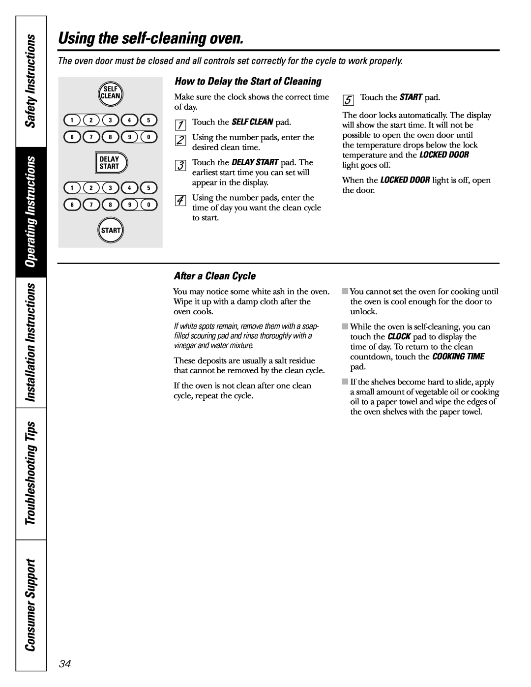 GE JGBP88, JGB918 manual Using the self-cleaning oven, After a Clean Cycle, Operating Instructions Safety 