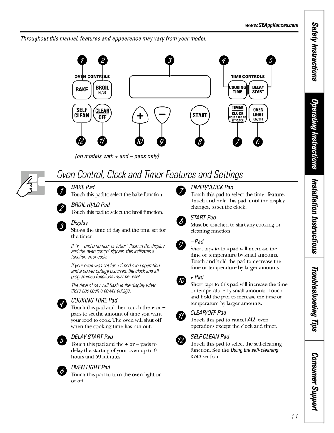 GE JGBP83, JGBP99, JGBP36 manual Oven Control, Clock and Timer Features and Settings, Troubleshooting Tips 