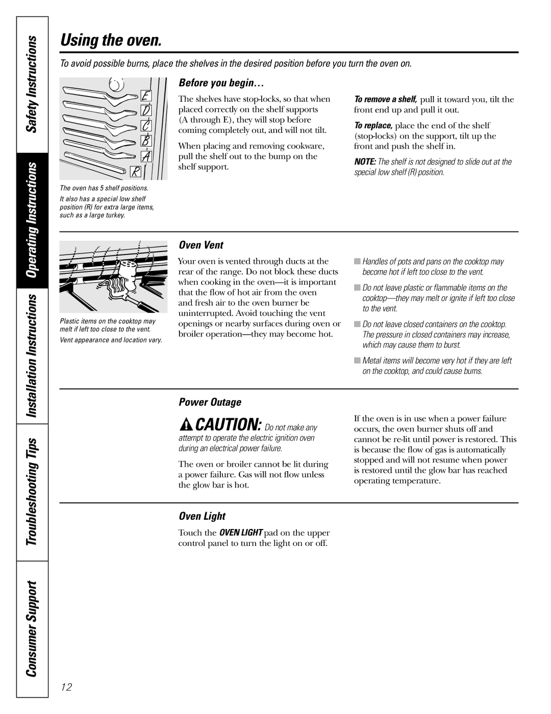 GE JGBP99, JGBP36, JGBP83 manual Using the oven 