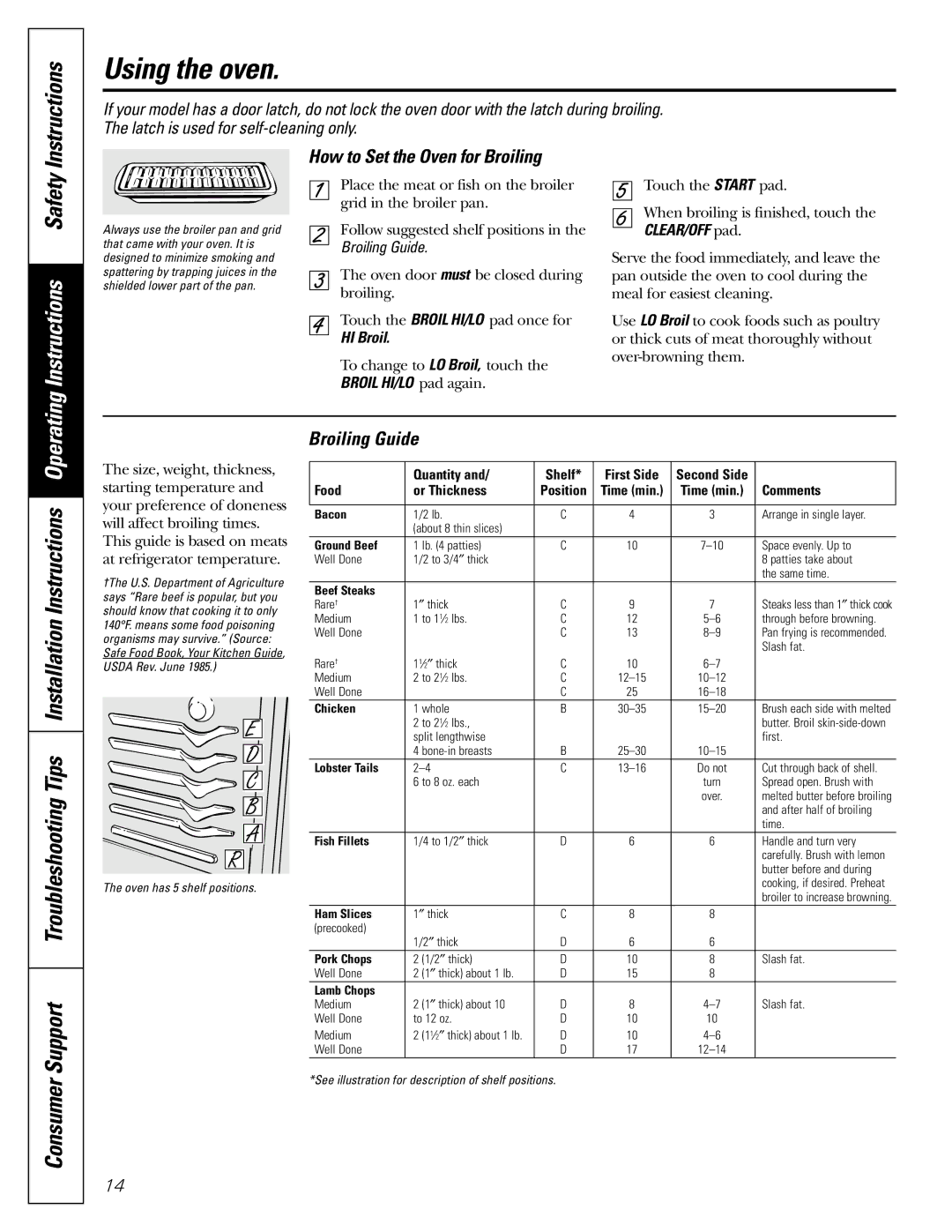 GE JGBP83, JGBP99, JGBP36 manual How to Set the Oven for Broiling, Broiling Guide, HI Broil 