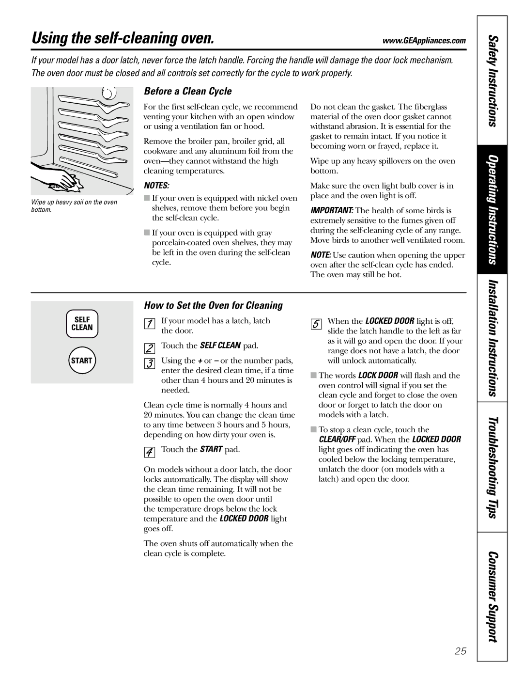 GE JGBP36, JGBP99, JGBP83 manual Using the self-cleaning oven, Before a Clean Cycle, How to Set the Oven for Cleaning 