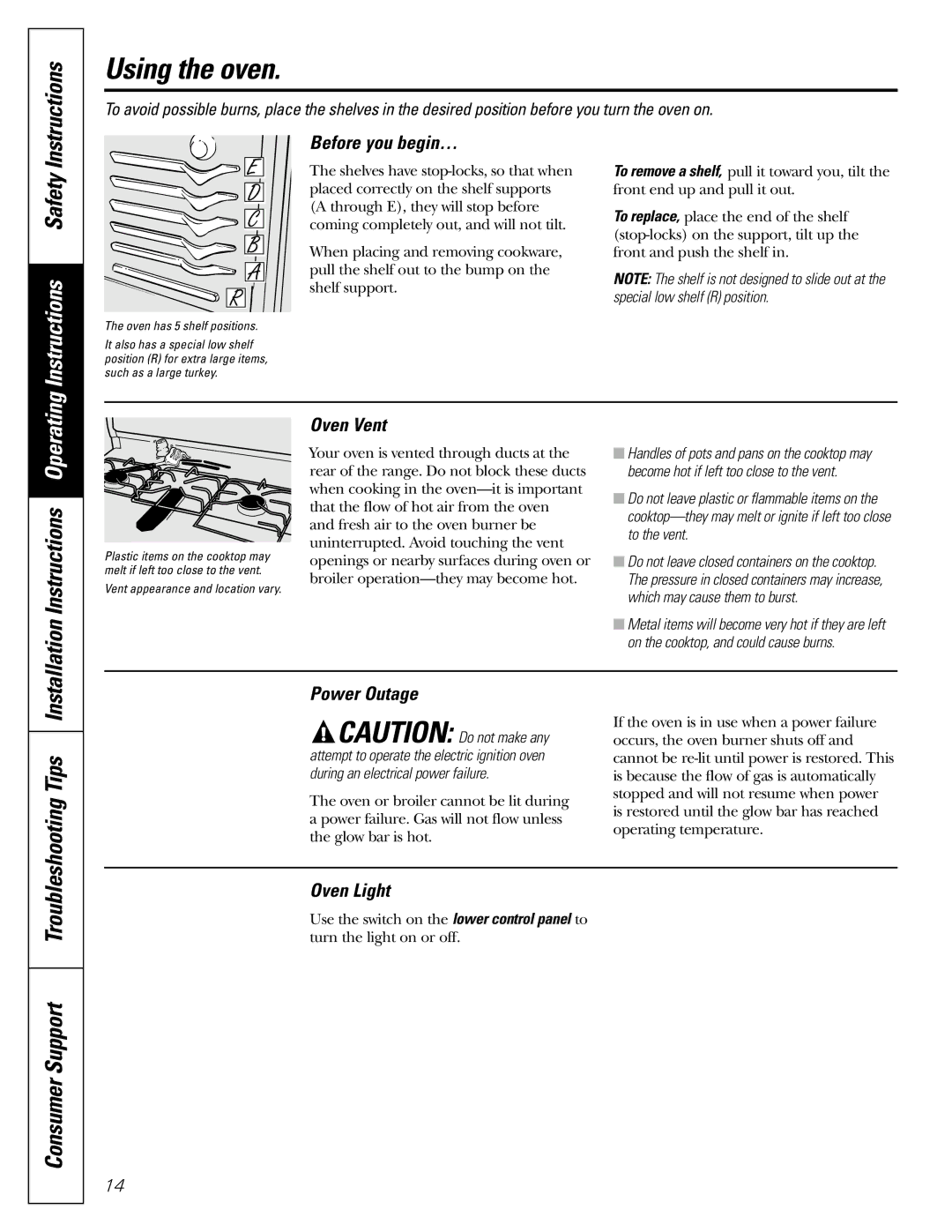 GE JGBS09, JGBS10 manual Consumer Support 