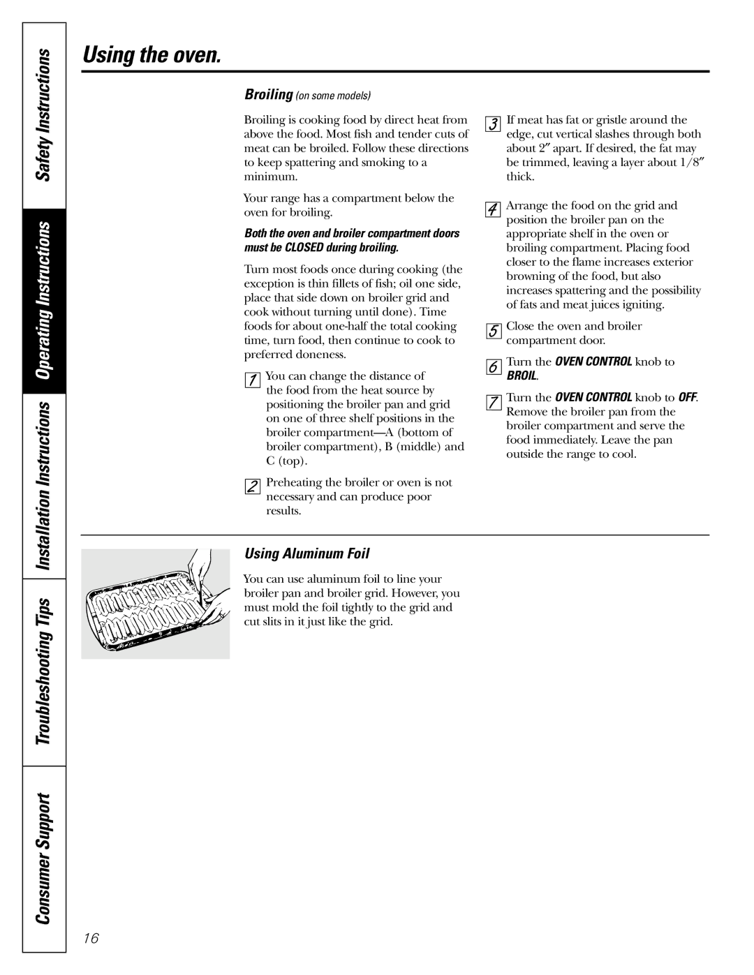 GE JGBS09, JGBS10 manual Consumer Support Troubleshooting Tips, Using Aluminum Foil 