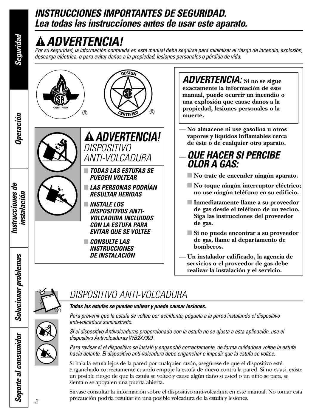 GE JGBS09, JGBS10 manual Lea todas las instrucciones antes de usar este aparato, Operación Instrucciones de Instalación 