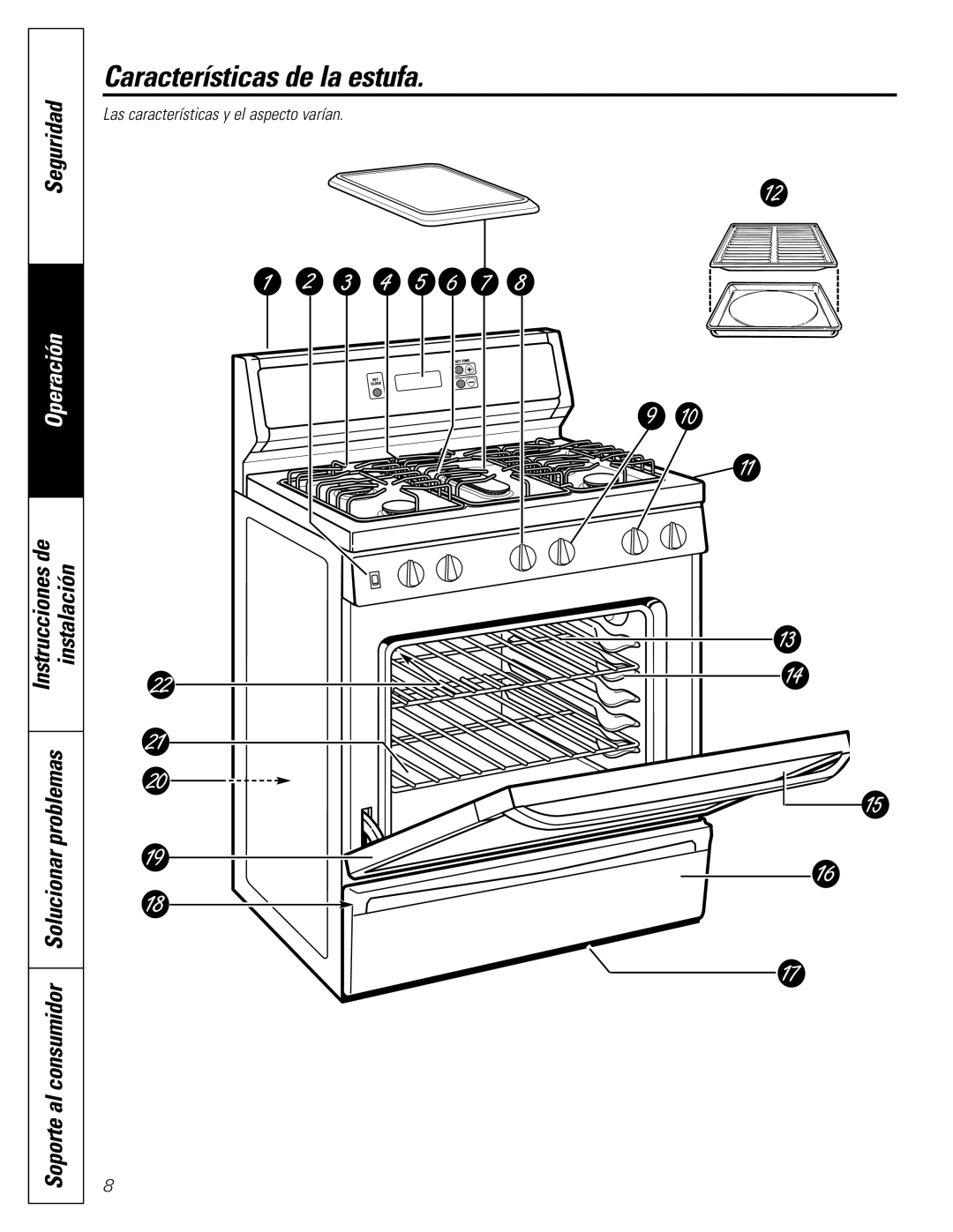 GE JGBS09, JGBS10 manual Características de la estufa, Seguridad 