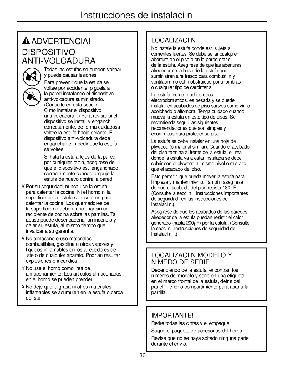 GE JGBS09, JGBS10 manual Localización Modelo Y Número DE Serie, Importante 