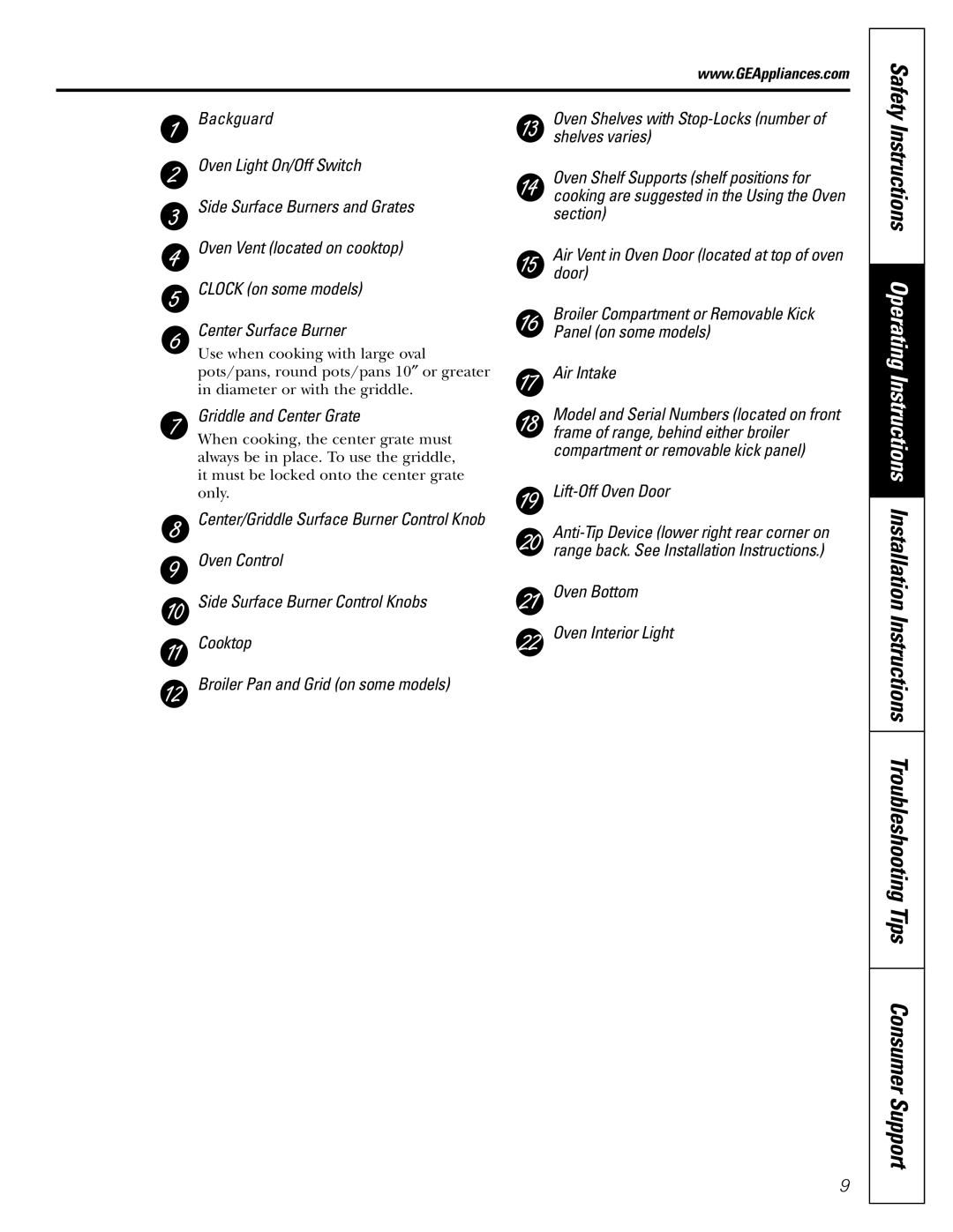 GE JGBS10, JGBS09 manual Instructions Operating, Instructions Installation Instructions 