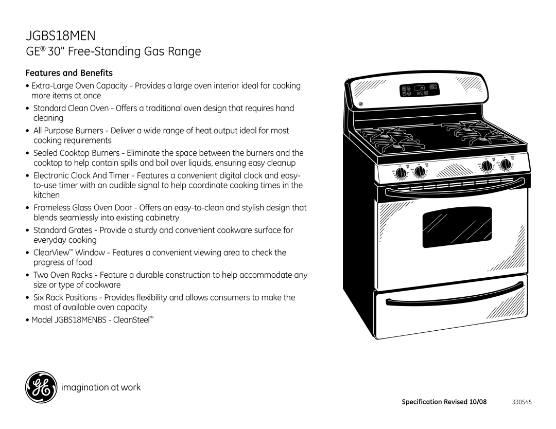 GE JGBS18MENBS dimensions Features and Benefits 