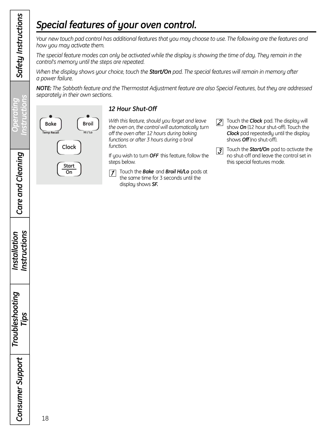 GE JGBS19 installation instructions Special features of your oven control, Hour Shut-Off 