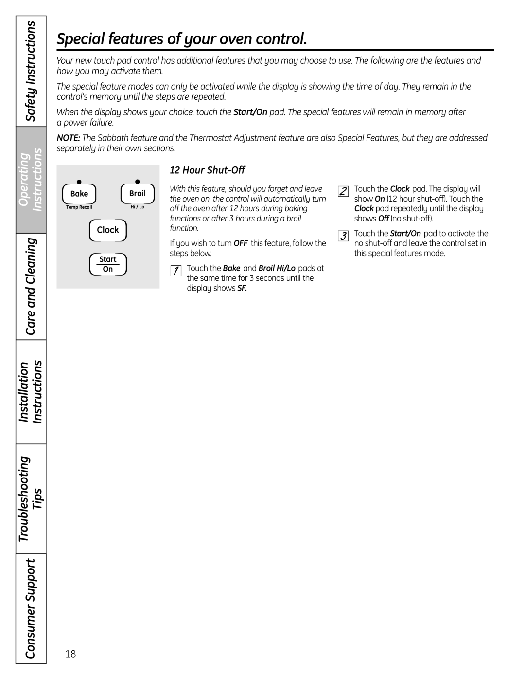 GE JGBS23DEMCC installation instructions Special features of your oven control, Hour Shut-Off 