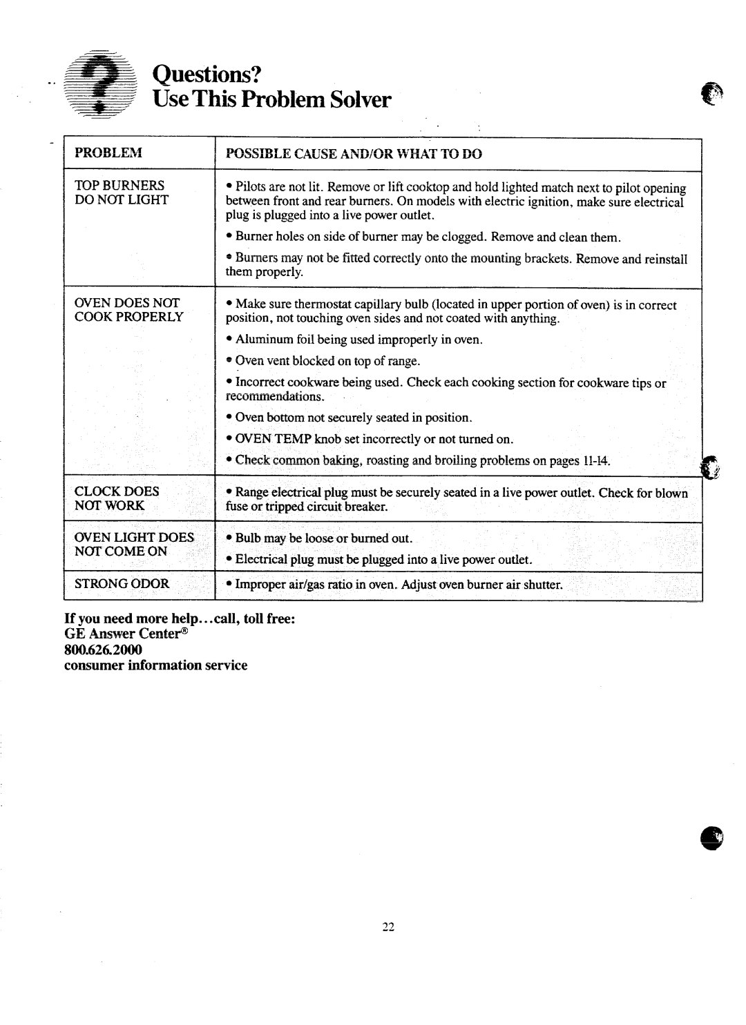 GE JGBC17GEJ, JGJ3C16GPJ, JGBC16GEJ warranty Questions?, Use This Problem Solver 