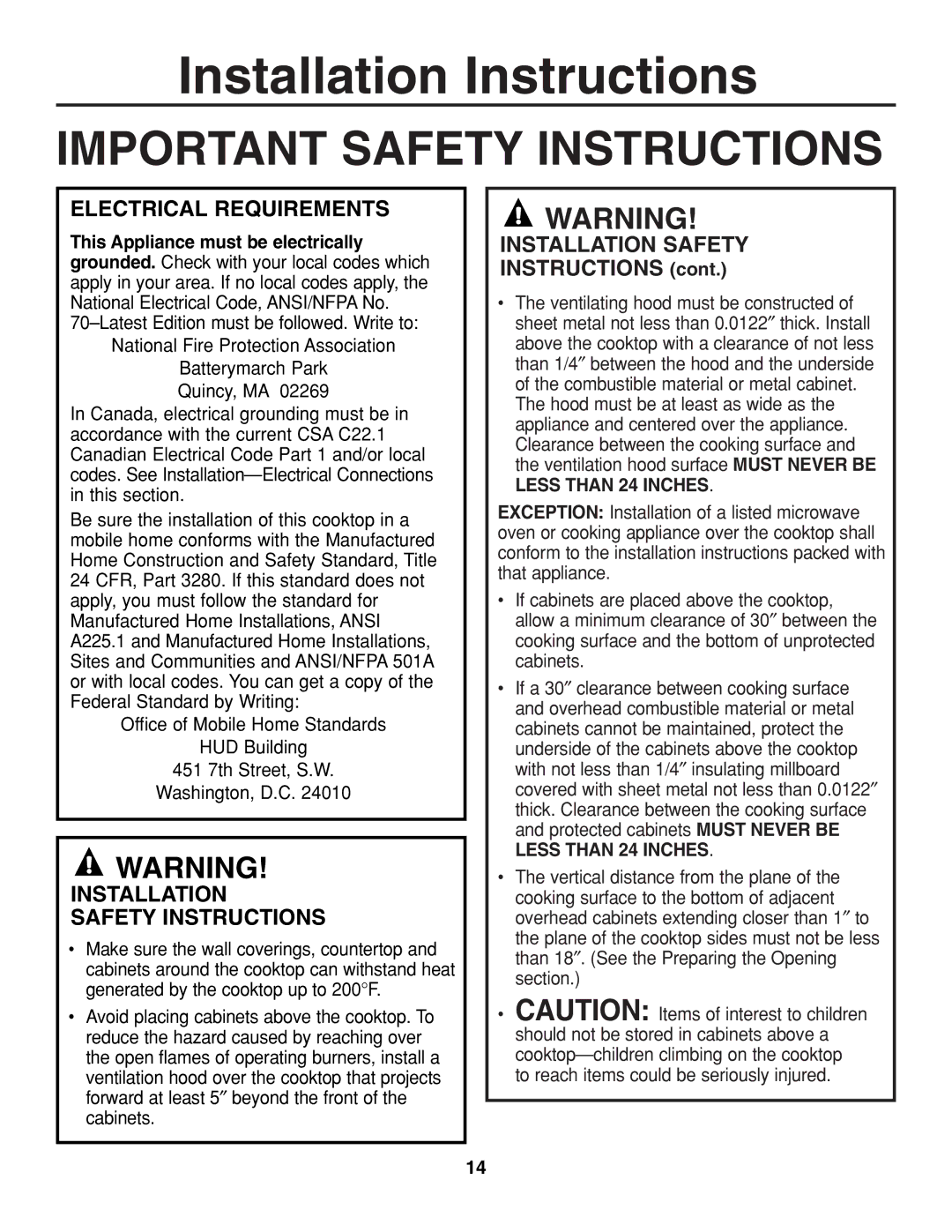 GE JGP319, JGP321 owner manual Electrical Requirements 