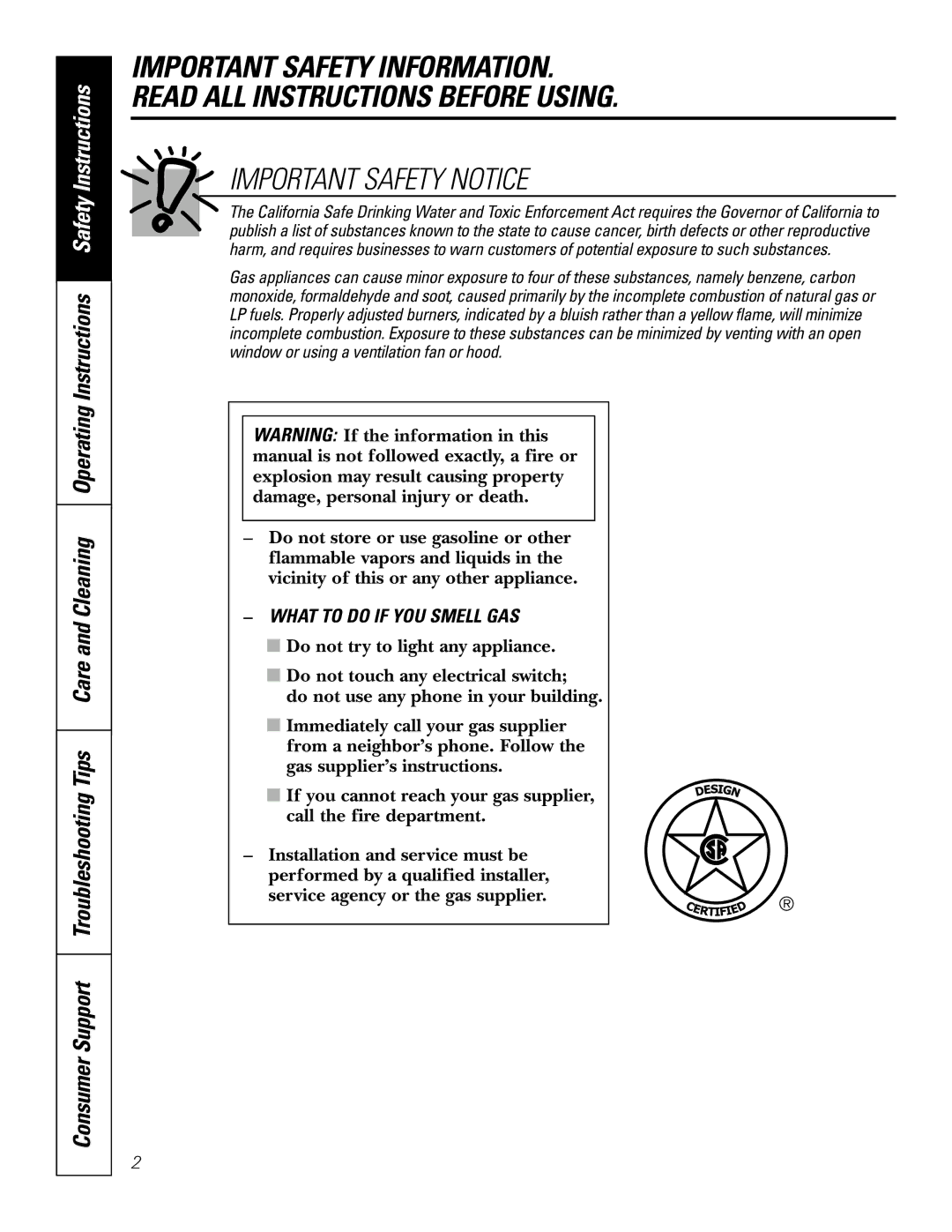 GE JGP626, JGP336, JGP326, JGP960, JGP930, JGP636 owner manual Important Safety Notice, What to do if YOU Smell GAS 