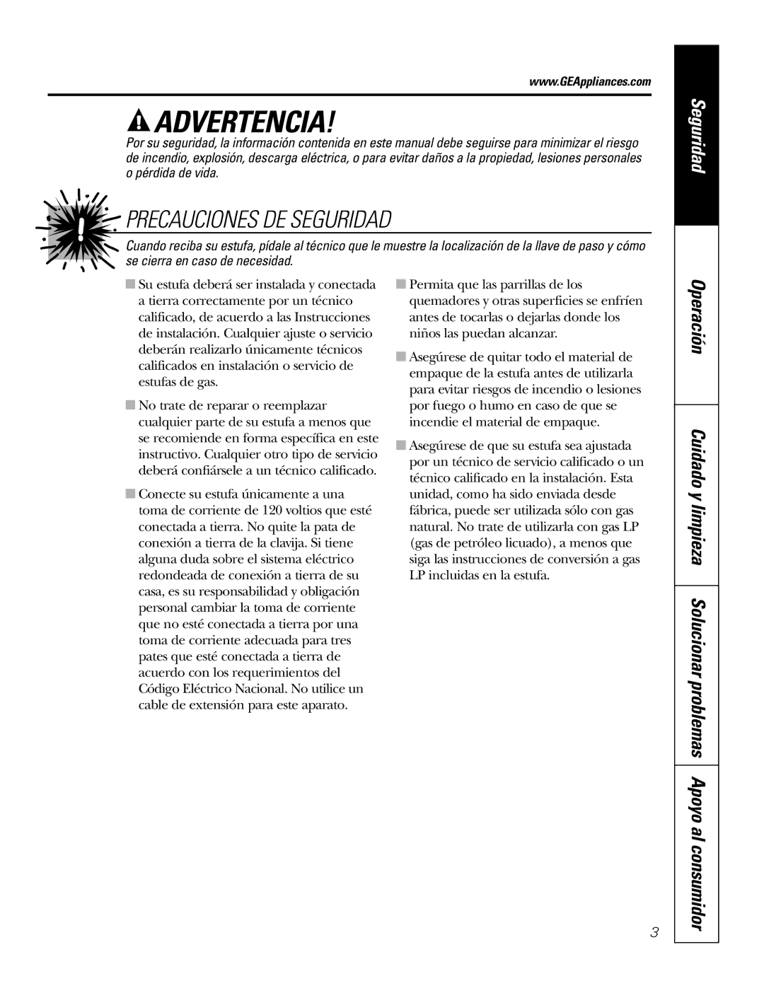 GE JGP337 operating instructions Precauciones DE Seguridad, Operación 