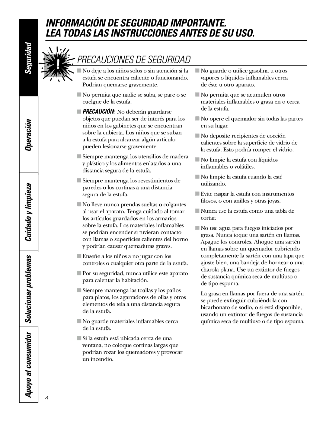 GE JGP337 operating instructions Precauciones DE Seguridad 