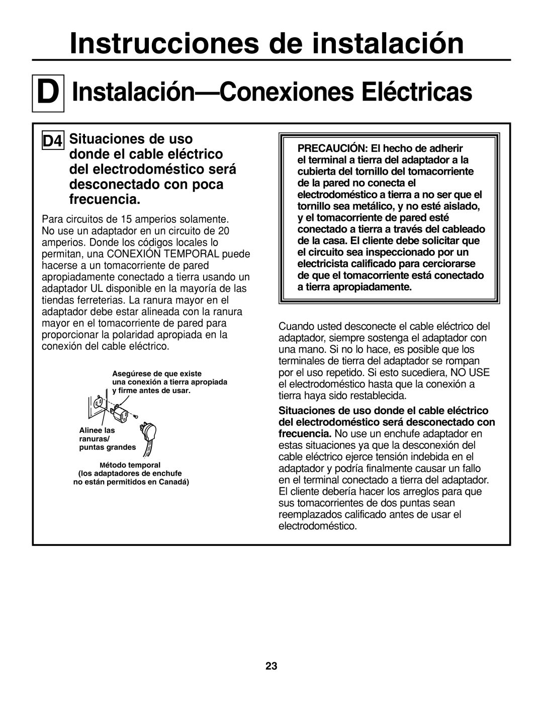 GE JGP337 operating instructions Instrucciones de instalación 