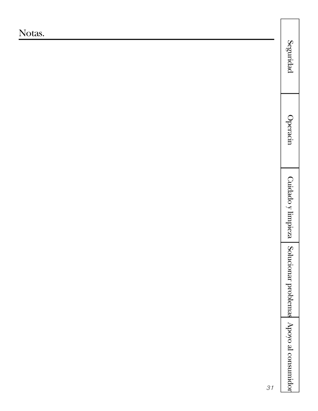 GE JGP337 operating instructions Notas 