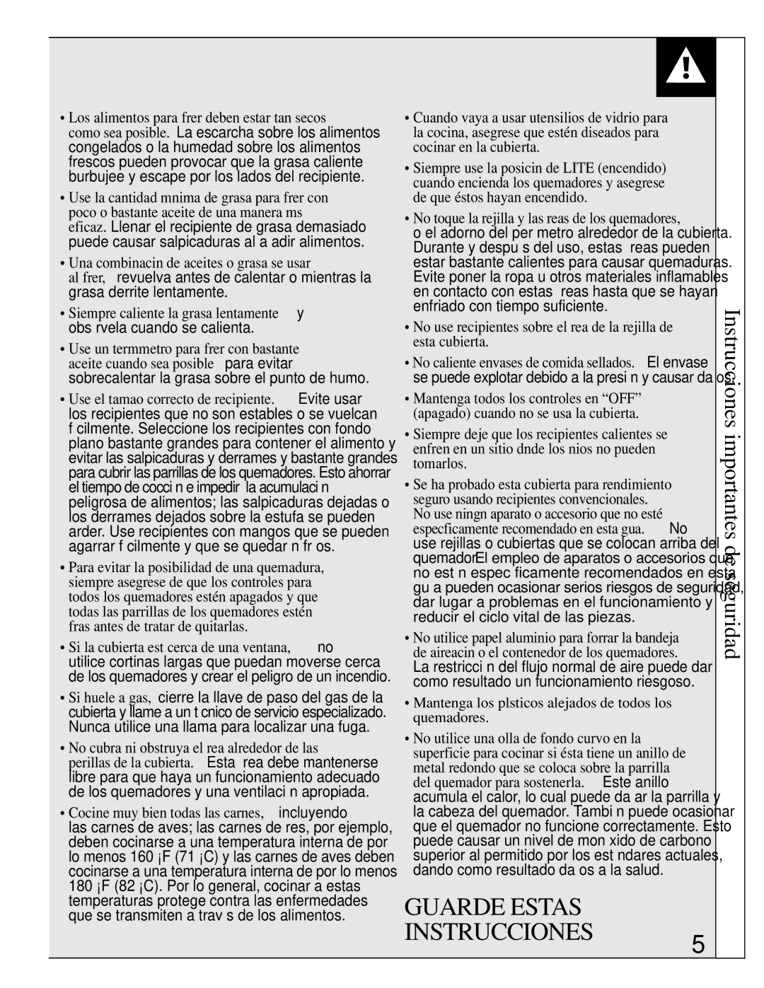 GE JGP389 installation instructions Guarde Estas Instrucciones, Mantenga los plásticos alejados de todos los quemadores 