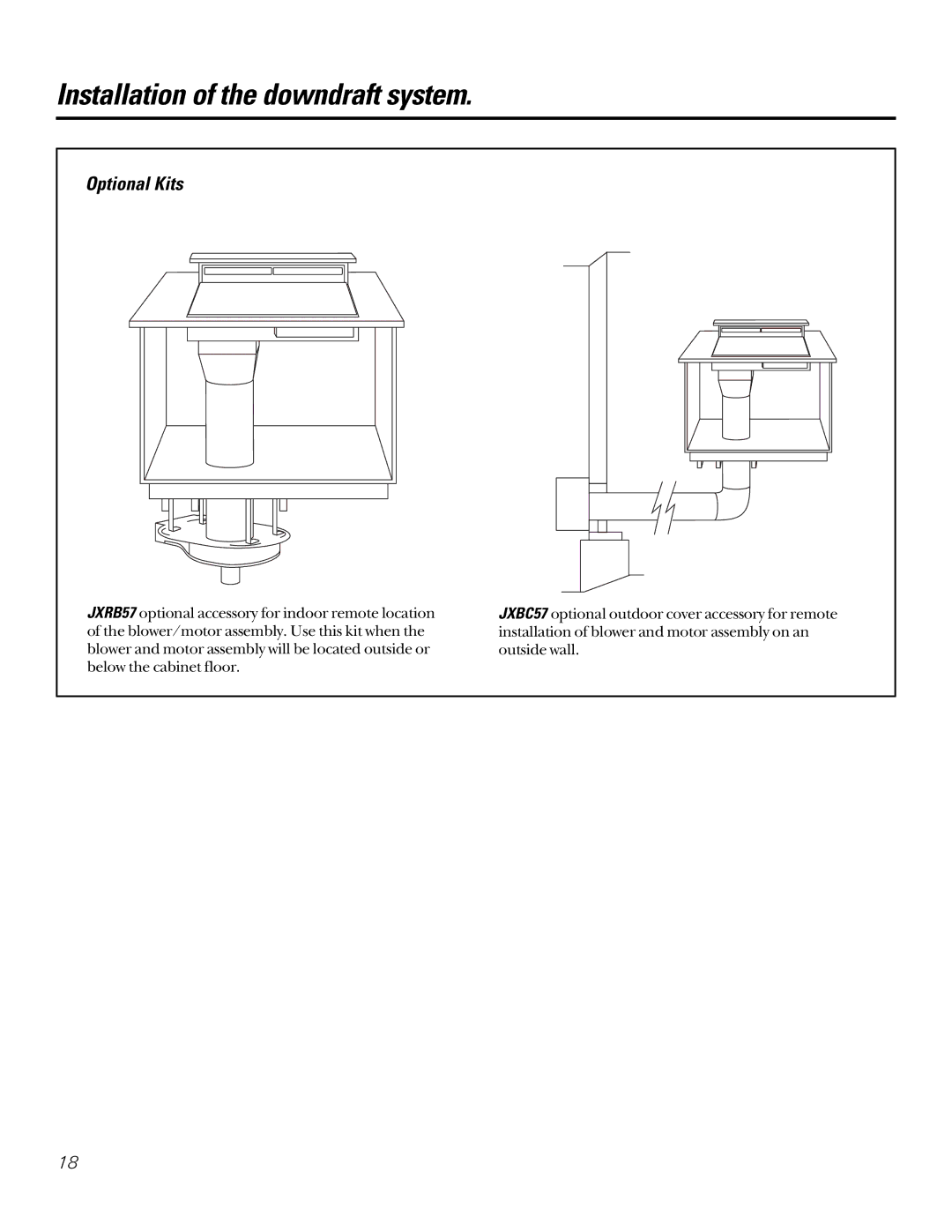 GE JGP656 installation instructions Optional Kits 