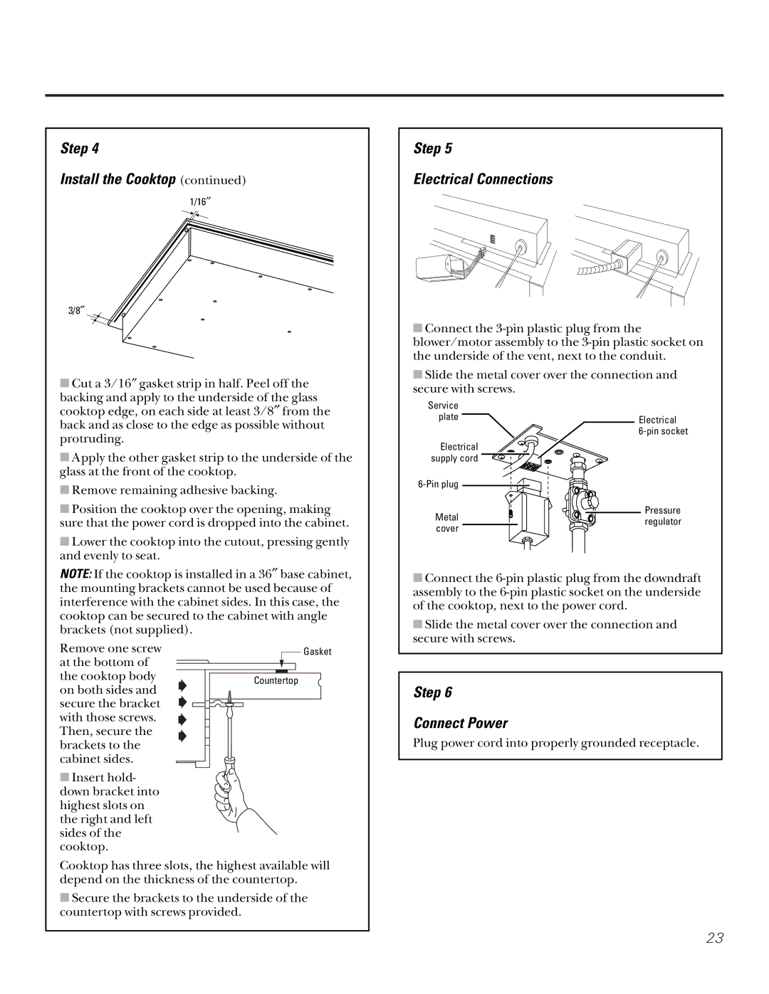 GE JGP656 installation instructions Step Electrical Connections, Step Connect Power 