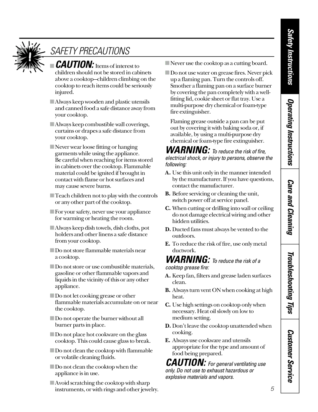 GE JGP656 installation instructions Safety 